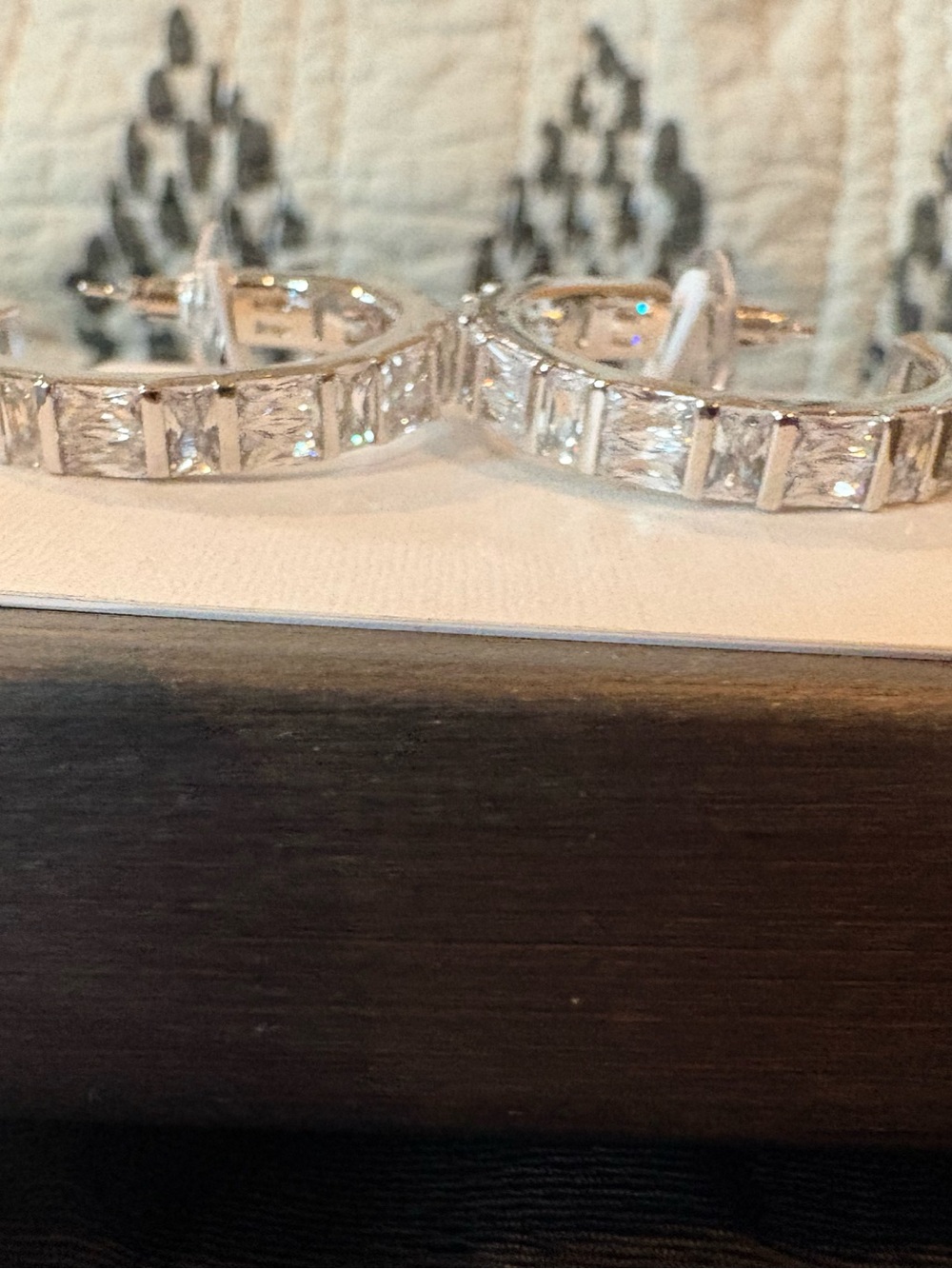 Kendra Scott Silver Hoop Earrings with Clear Crystal Squares - Picture 4 of 5